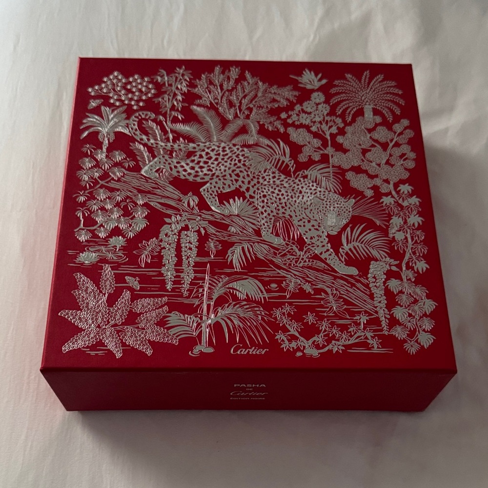 Cartier Red Box with Silver Panther Design